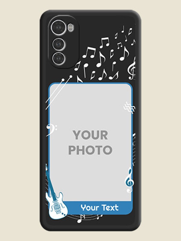 Custom Musical Theme Design with Text on Photo on Space Black Soft Matte Mobile Case - Motorola Moto E32s - alternate view