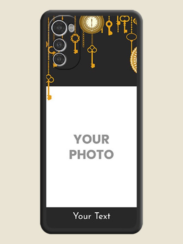 Custom Decorative Design with Text on Space Black Custom Soft Matte Back Cover - Motorola Moto E32s - alternate view