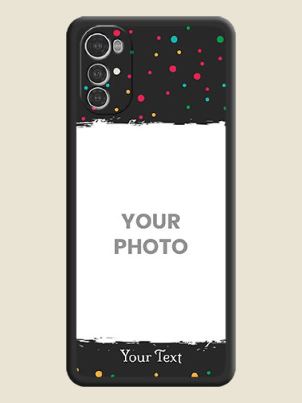 Custom Multicolor Dotted Pattern with Text on Space Black Custom Soft Matte Phone Back Cover - Motorola Moto E32s - alternate view