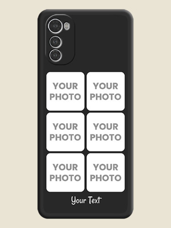 Custom Floral Art with 6 Image Holder on Photo on Space Black Soft Matte Mobile Case - Motorola Moto E32s - alternate view