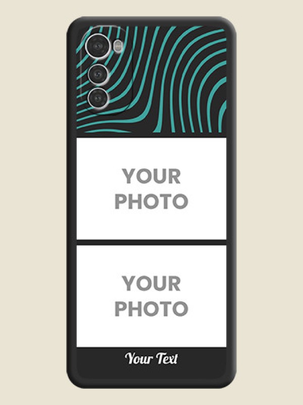 Custom Wave Pattern with 2 Image Holder on Space Black Personalized Soft Matte Phone Covers - Motorola Moto E32s - alternate view
