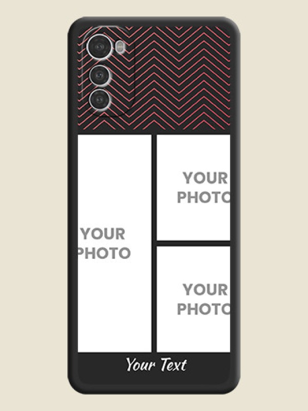 Custom Wave Pattern with 3 Image Holder on Space Black Custom Soft Matte Back Cover - Motorola Moto E32s - alternate view