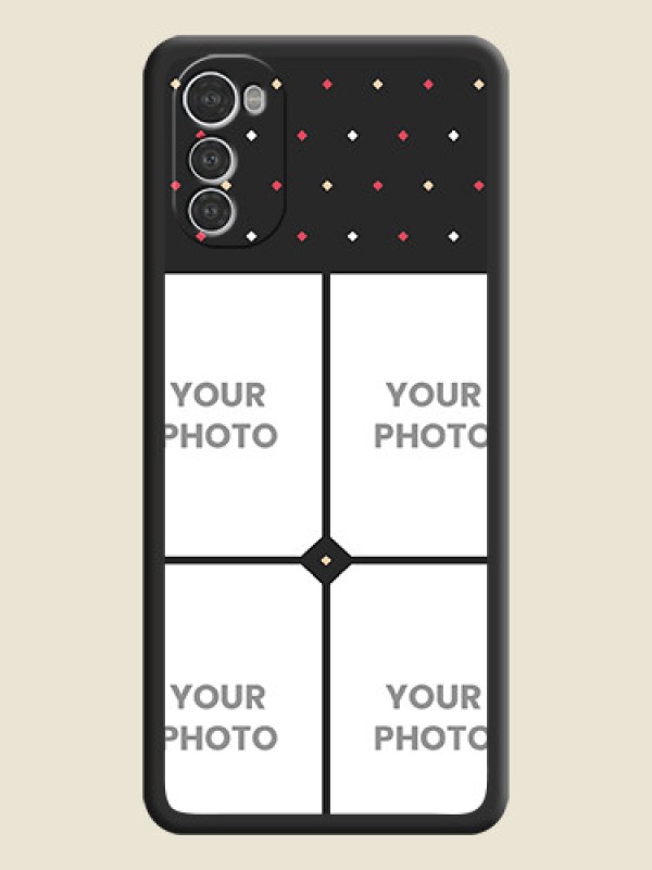 Custom Multicolor Dotted Pattern with 4 Image Holder on Space Black Custom Soft Matte Phone Cases - Motorola Moto E32s - alternate view