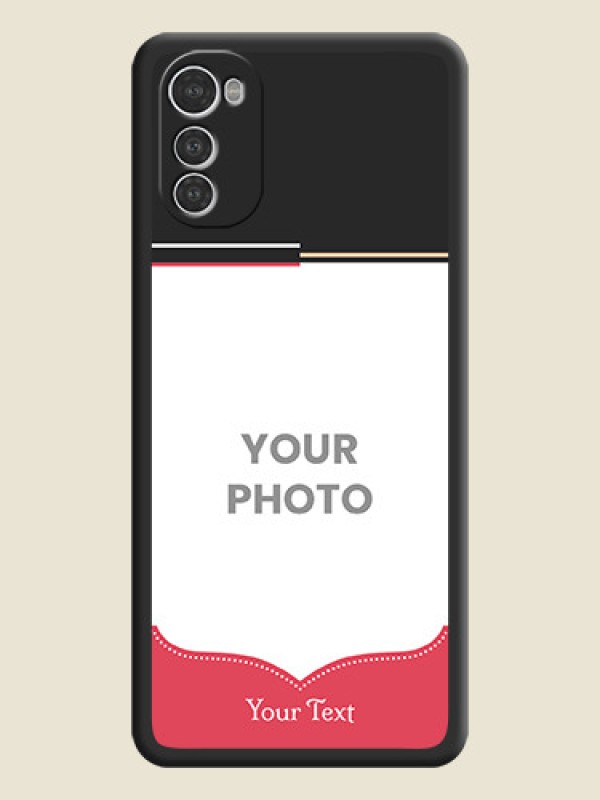 Custom Classic Plain Design with Name on Photo on Space Black Soft Matte Phone Cover - Motorola Moto E32s - alternate view