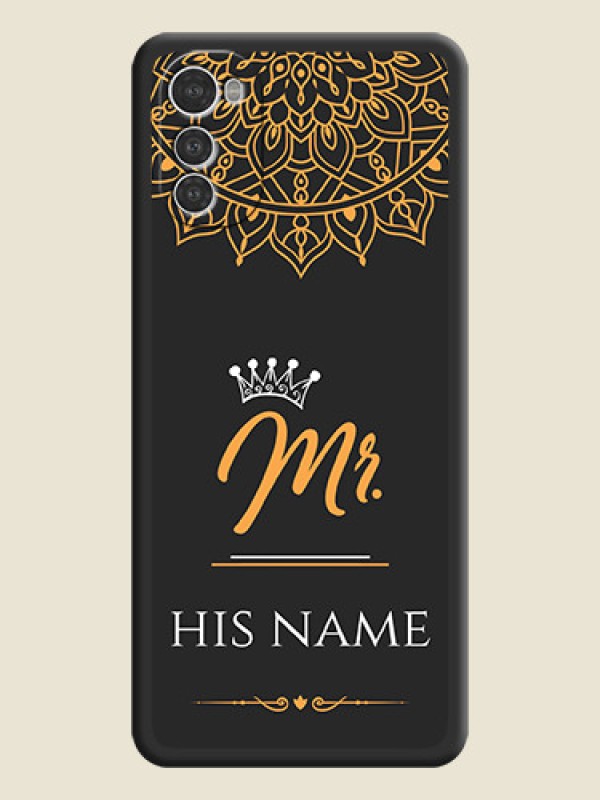 Custom Mr Name with Floral Design  on Personalised Space Black Soft Matte Cases - Motorola Moto E32s - alternate view