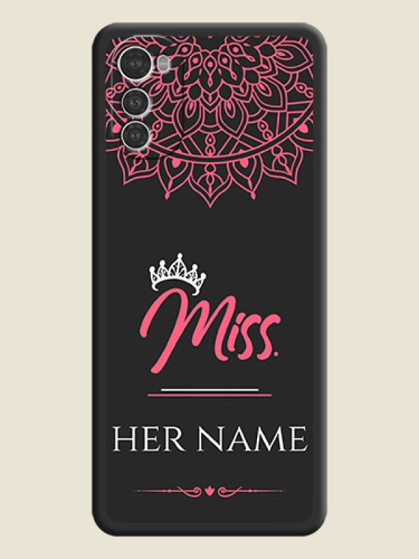 Custom Mrs Name with Floral Design on Space Black Personalized Soft Matte Phone Covers - Motorola Moto E32s - alternate view