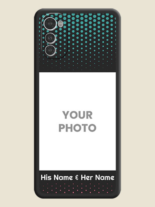 Custom Faded Dots with Grunge Photo Frame and Text on Space Black Custom Soft Matte Phone Cases - Motorola Moto E32s - alternate view