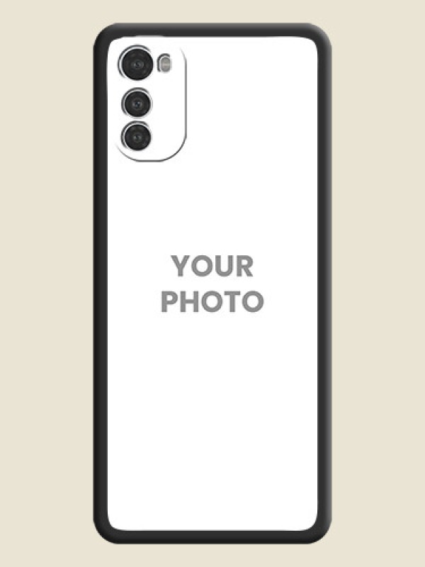 Custom Full Single Pic Upload On Space Black Personalized Soft Matte Phone Covers -Motorola Moto E32S - alternate view
