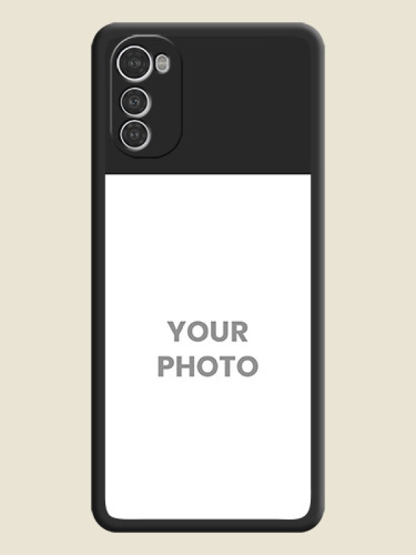 Custom Image Upload With Space Black Color On Custom Soft Matte Mobile Back Cover - Motorola Moto E32S - alternate view