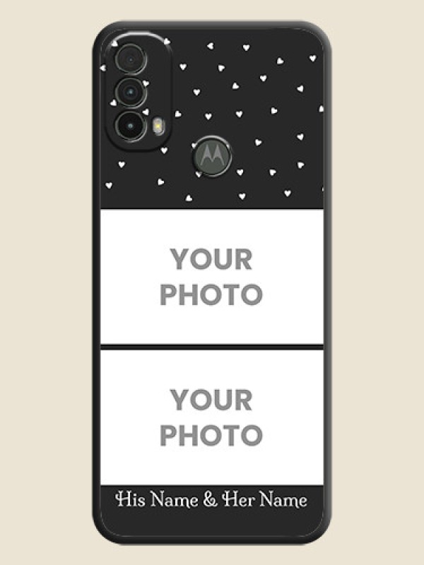 Custom Miniature Love Symbols with Name on Space Black Custom Soft Matte Back Cover - Moto E40 - alternate view