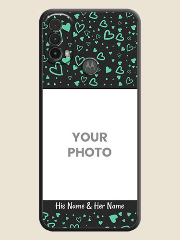 Custom Sea Green Indefinite Love Pattern on Photo on Space Black Soft Matte Mobile Cover - Moto E40 - alternate view