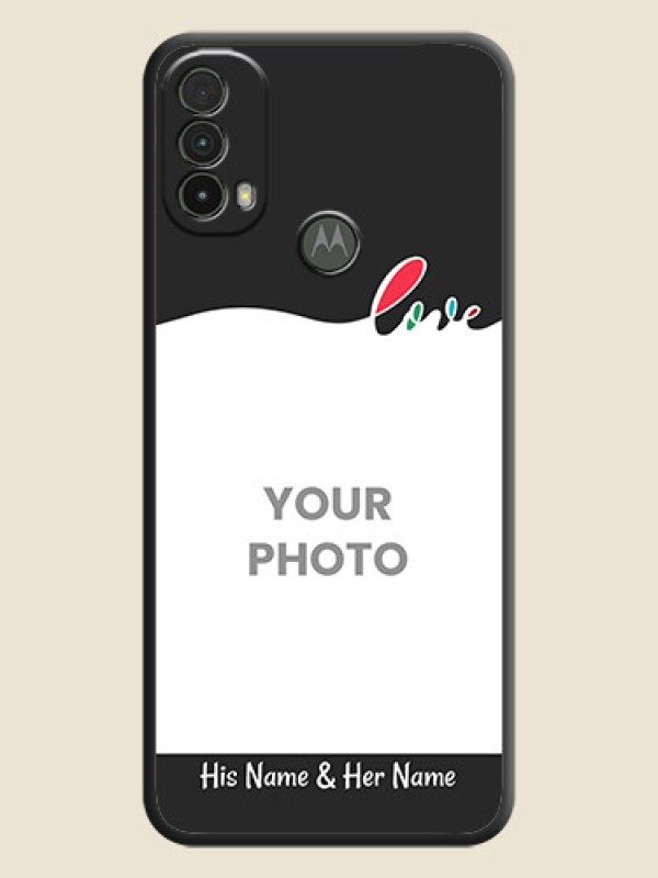Custom Fall in Love Pattern with Picture on Photo on Space Black Soft Matte Mobile Case - Moto E40 - alternate view