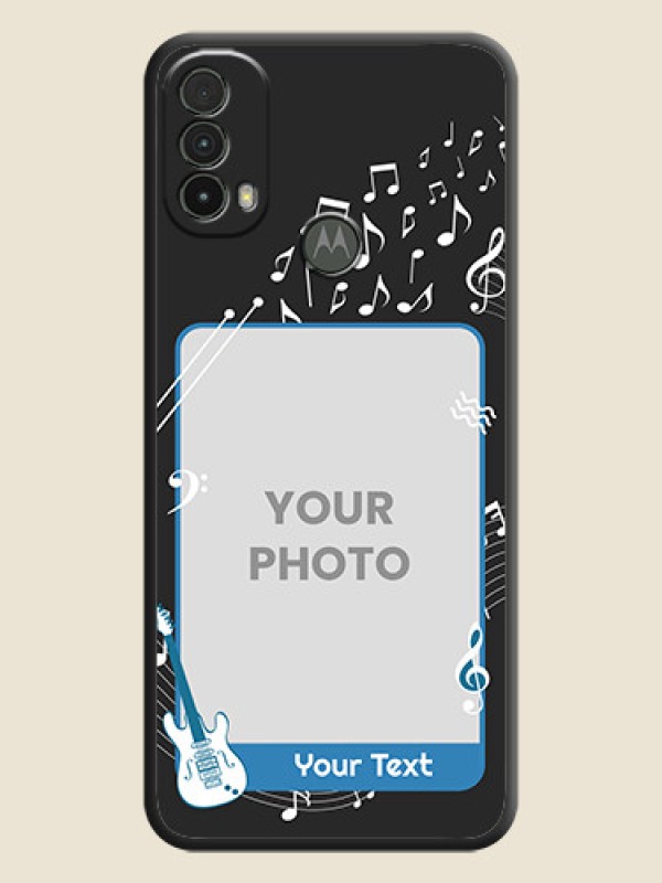 Custom Musical Theme Design with Text on Photo on Space Black Soft Matte Mobile Case - Moto E40 - alternate view