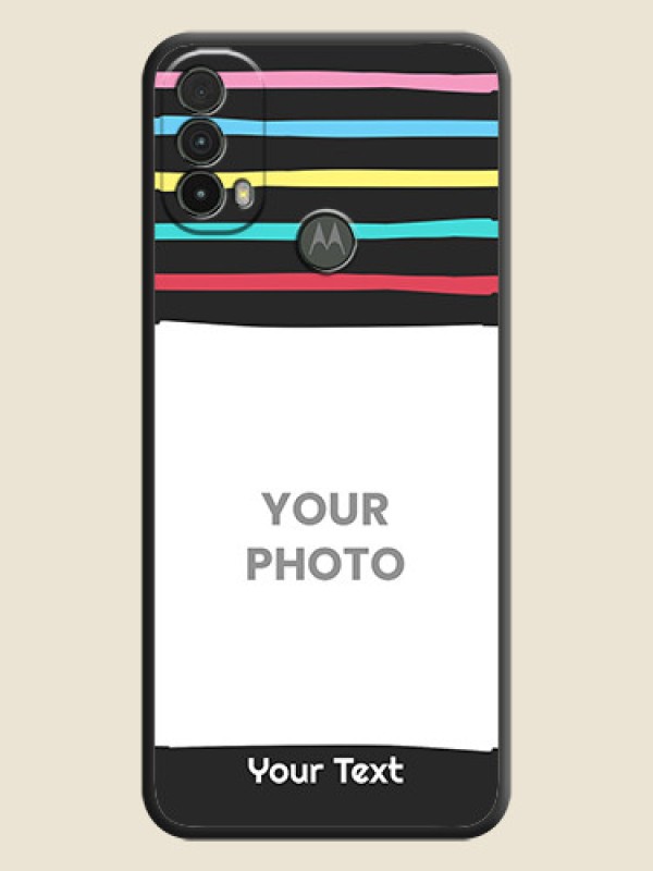 Custom Multicolor Lines with Image on Space Black Personalized Soft Matte Phone Covers - Moto E40 - alternate view