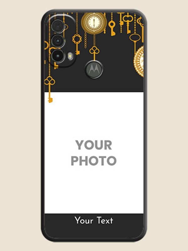 Custom Decorative Design with Text on Space Black Custom Soft Matte Back Cover - Moto E40 - alternate view