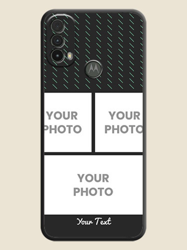 Custom Cross Dotted Pattern with 2 Image Holder  on Personalised Space Black Soft Matte Cases - Moto E40 - alternate view