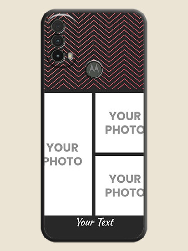 Custom Wave Pattern with 3 Image Holder on Space Black Custom Soft Matte Back Cover - Moto E40 - alternate view