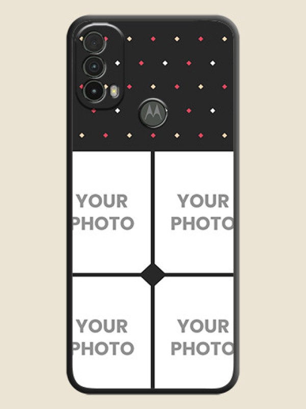 Custom Multicolor Dotted Pattern with 4 Image Holder on Space Black Custom Soft Matte Phone Cases - Moto E40 - alternate view