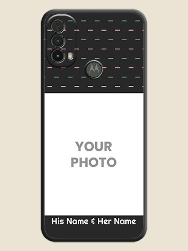 Custom Line Pattern Design with Text on Space Black Custom Soft Matte Phone Back Cover - Moto E40 - alternate view