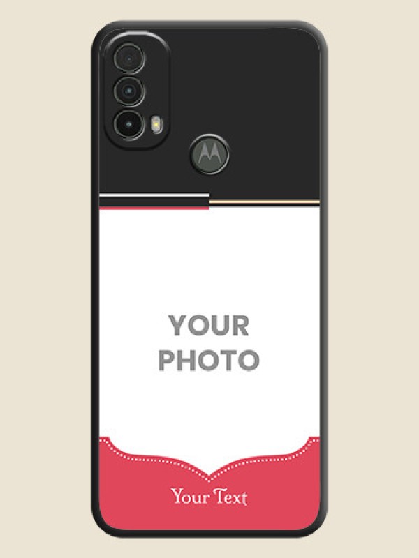Custom Classic Plain Design with Name on Photo on Space Black Soft Matte Phone Cover - Moto E40 - alternate view