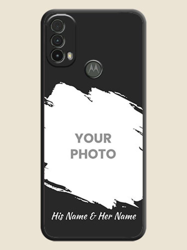 Custom Grunge Brush Strokes on Photo on Space Black Soft Matte Back Cover - Moto E40 - alternate view