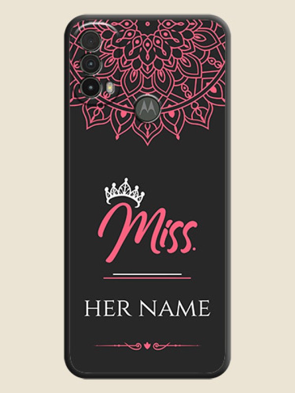 Custom Mrs Name with Floral Design on Space Black Personalized Soft Matte Phone Covers - Moto E40 - alternate view