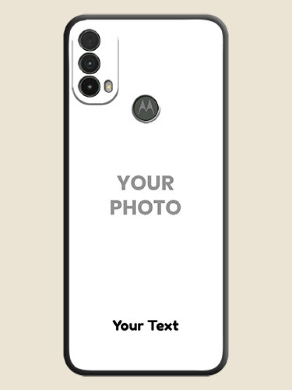 Custom Full Single Pic Upload With Text On Space Black Personalized Soft Matte Phone Covers -Motorola Moto E40 - alternate view