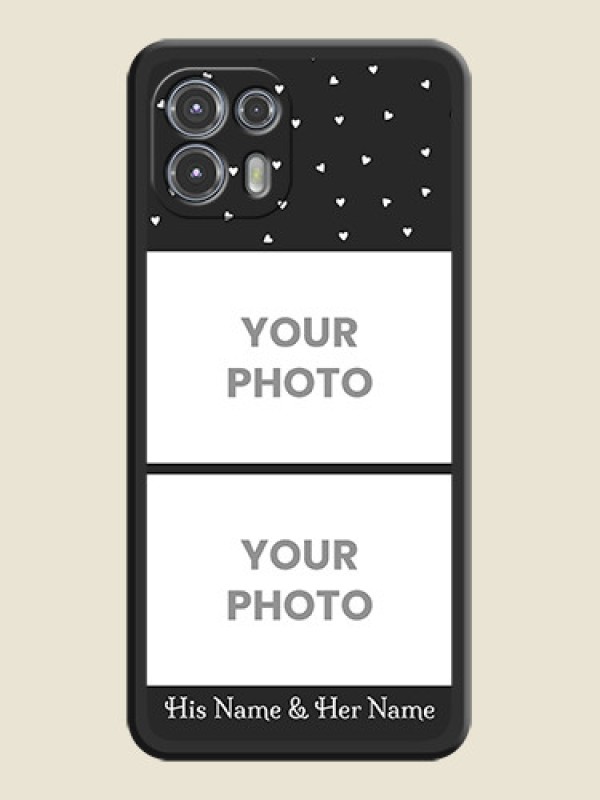 Custom Miniature Love Symbols with Name on Space Black Custom Soft Matte Back Cover - Moto Edge 20 Fusion 5G - alternate view