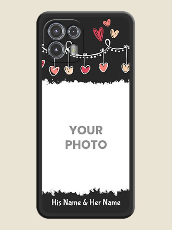 Custom Pink Love Hangings with Name on Space Black Custom Soft Matte Phone Cases - Moto Edge 20 Fusion 5G - alternate view