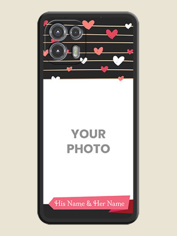 Custom Love Pattern with Name on Pink Ribbon  on Photo on Space Black Soft Matte Back Cover - Moto Edge 20 Fusion 5G - alternate view