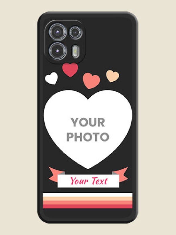 Custom Love Shaped Photo with Colorful Stripes on Personalised Space Black Soft Matte Cases - Moto Edge 20 Fusion 5G - alternate view