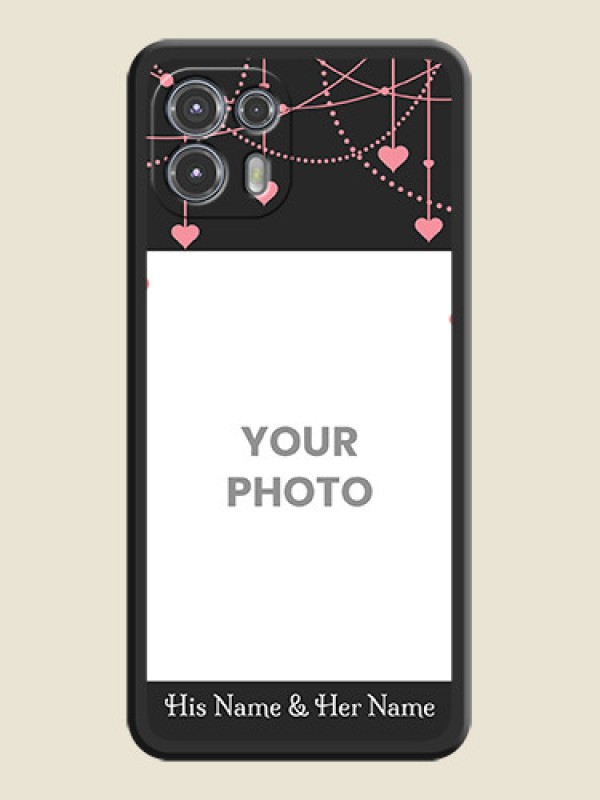 Custom Pink Love Hangings with Text on Space Black Custom Soft Matte Back Cover - Moto Edge 20 Fusion 5G - alternate view