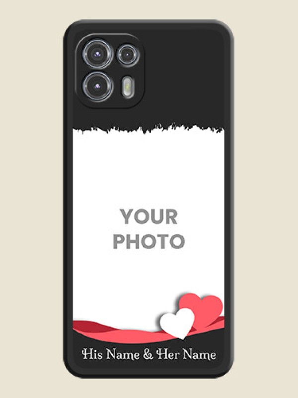 Custom Pin Color Love Shaped Ribbon Design with Text on Space Black Custom Soft Matte Phone Back Cover - Moto Edge 20 Fusion 5G - alternate view