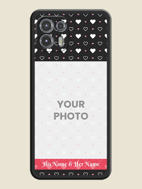 Custom White Color Love Symbols with Text Design on Photo on Space Black Soft Matte Phone Cover - Moto Edge 20 Fusion 5G - alternate view