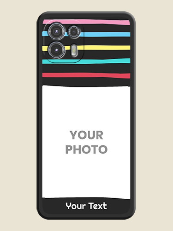 Custom Multicolor Lines with Image on Space Black Personalized Soft Matte Phone Covers - Moto Edge 20 Fusion 5G - alternate view