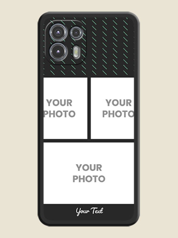 Custom Cross Dotted Pattern with 2 Image Holder  on Personalised Space Black Soft Matte Cases - Moto Edge 20 Fusion 5G - alternate view