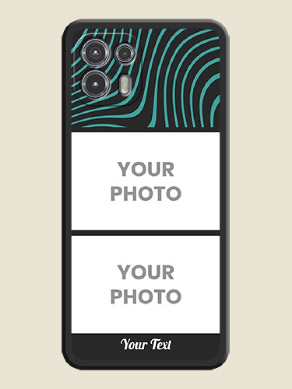 Custom Wave Pattern with 2 Image Holder on Space Black Personalized Soft Matte Phone Covers - Moto Edge 20 Fusion 5G - alternate view