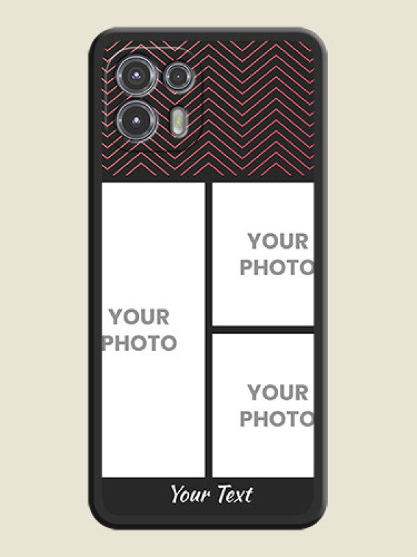 Custom Wave Pattern with 3 Image Holder on Space Black Custom Soft Matte Back Cover - Moto Edge 20 Fusion 5G - alternate view