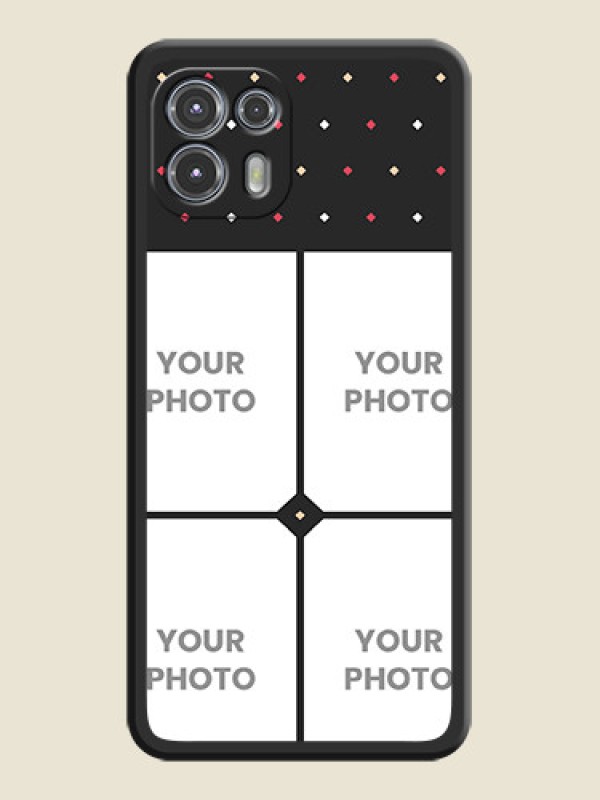 Custom Multicolor Dotted Pattern with 4 Image Holder on Space Black Custom Soft Matte Phone Cases - Moto Edge 20 Fusion 5G - alternate view