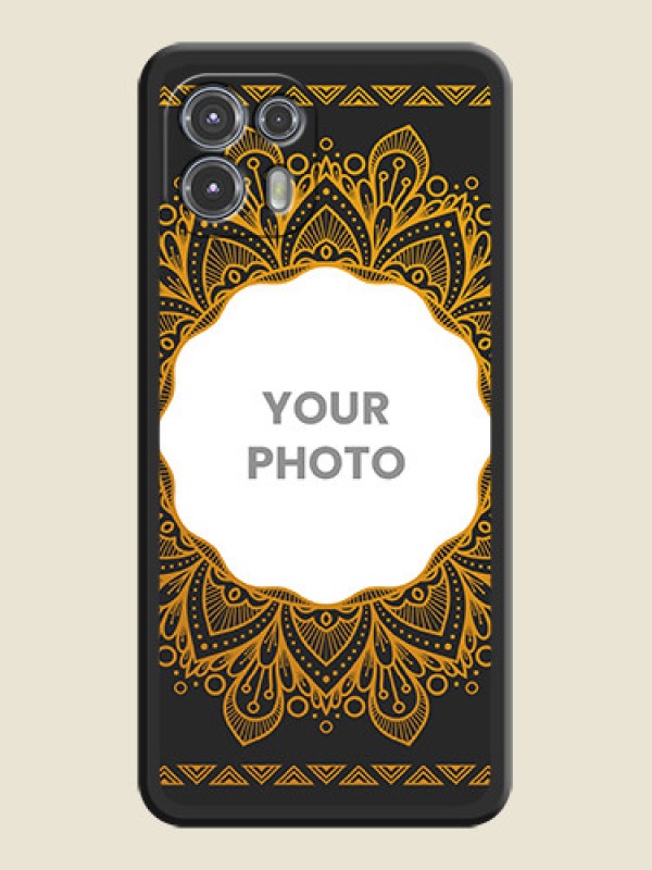 Custom Round Image with Floral Design on Photo on Space Black Soft Matte Mobile Cover - Moto Edge 20 Fusion 5G - alternate view