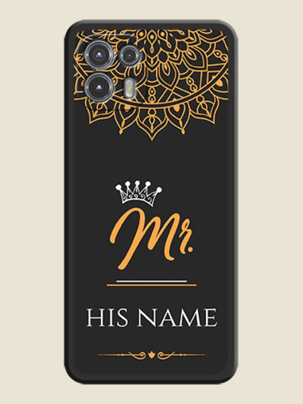 Custom Mr Name with Floral Design  on Personalised Space Black Soft Matte Cases - Moto Edge 20 Fusion 5G - alternate view
