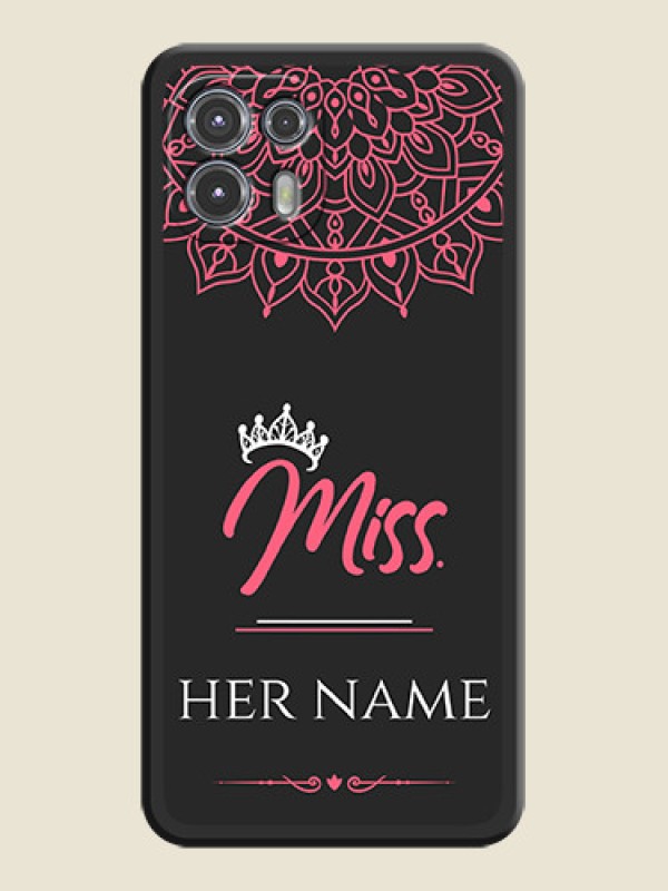 Custom Mrs Name with Floral Design on Space Black Personalized Soft Matte Phone Covers - Moto Edge 20 Fusion 5G - alternate view