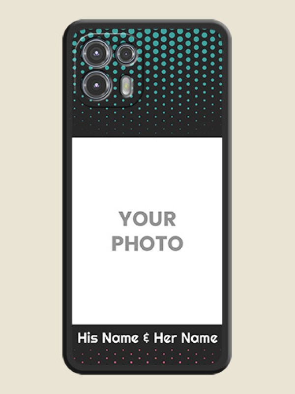 Custom Faded Dots with Grunge Photo Frame and Text on Space Black Custom Soft Matte Phone Cases - Moto Edge 20 Fusion 5G - alternate view