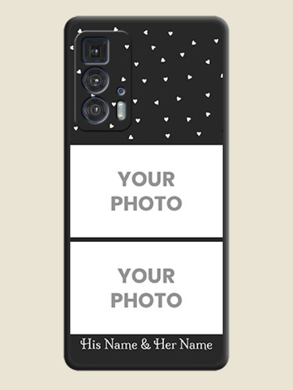 Custom Miniature Love Symbols with Name on Space Black Custom Soft Matte Back Cover - Moto Edge 20 Pro - alternate view
