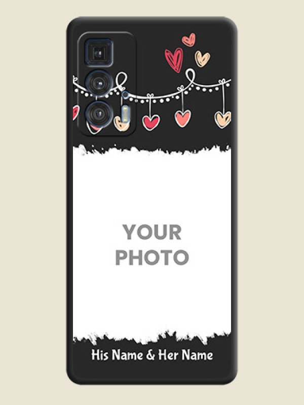 Custom Pink Love Hangings with Name on Space Black Custom Soft Matte Phone Cases - Moto Edge 20 Pro - alternate view