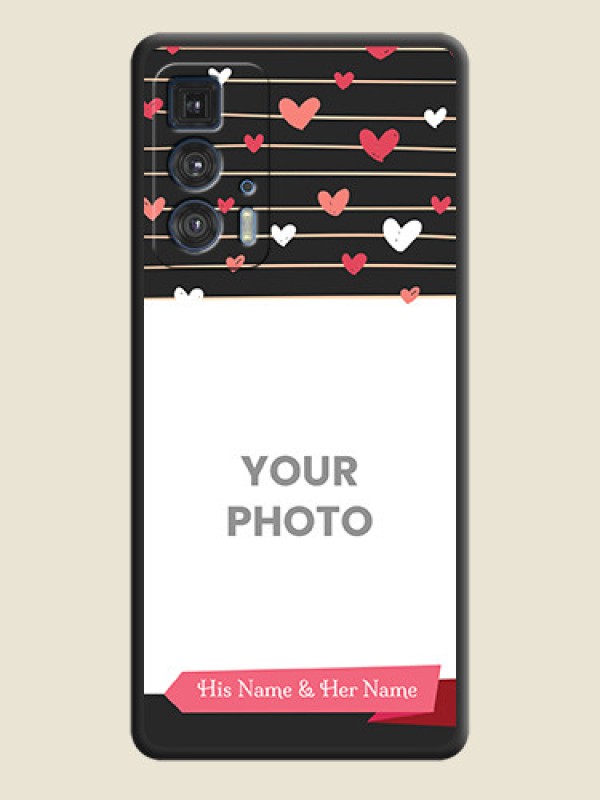 Custom Love Pattern with Name on Pink Ribbon  on Photo on Space Black Soft Matte Back Cover - Moto Edge 20 Pro - alternate view