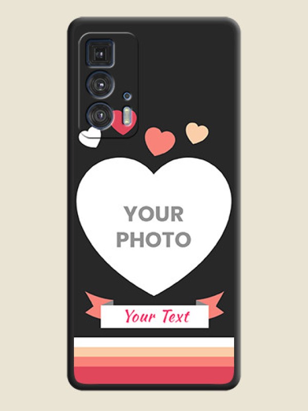 Custom Love Shaped Photo with Colorful Stripes on Personalised Space Black Soft Matte Cases - Moto Edge 20 Pro - alternate view