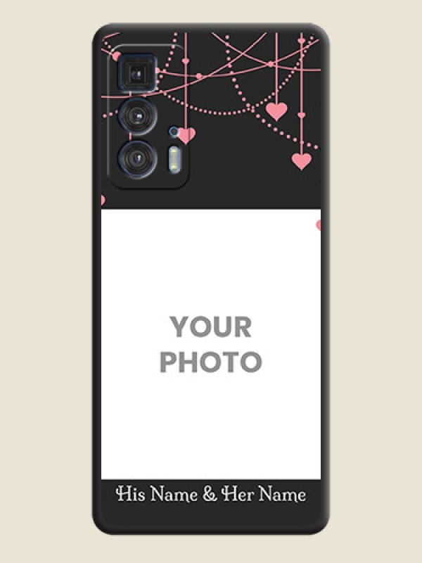 Custom Pink Love Hangings with Text on Space Black Custom Soft Matte Back Cover - Moto Edge 20 Pro - alternate view