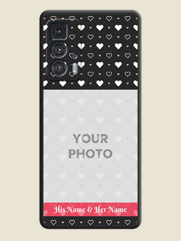 Custom White Color Love Symbols with Text Design on Photo on Space Black Soft Matte Phone Cover - Moto Edge 20 Pro - alternate view