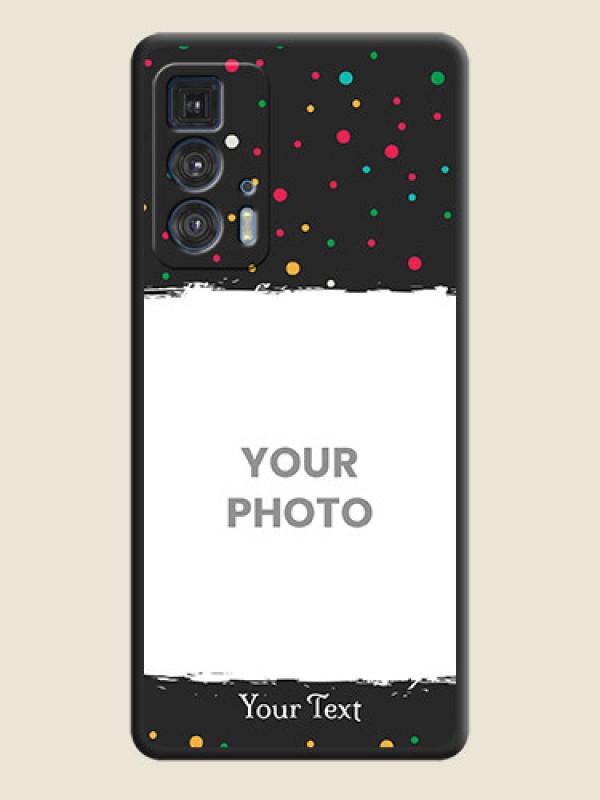 Custom Multicolor Dotted Pattern with Text on Space Black Custom Soft Matte Phone Back Cover - Moto Edge 20 Pro - alternate view